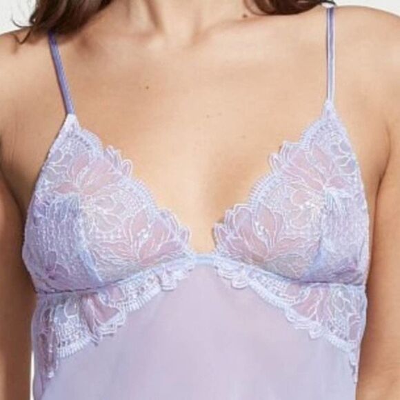 RARE🧚‍♀️Victoria'sSecret Lace Mini Slip Exquisite Floral Icy Lavender - Picture 8 of 14